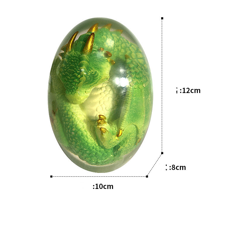 LED Lava Dragon Egg ornamental decor featuring a transparent design with a lava dragon inside, crafted from high-quality synthetic resin.