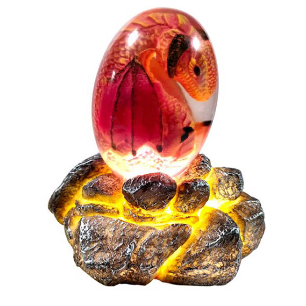 LED Lava Dragon Egg ornamental decor featuring a transparent design with a lava dragon inside, crafted from high-quality synthetic resin.