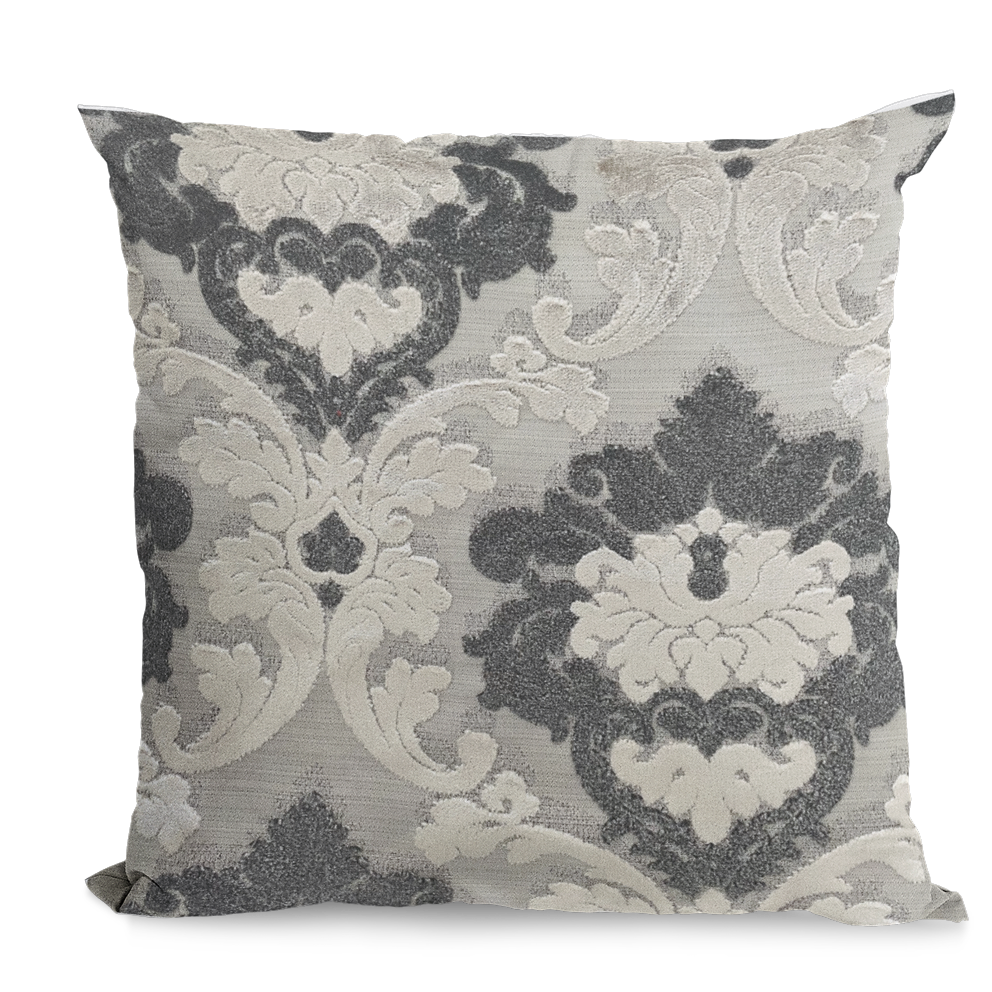 Leilani Fleurs luxury throw pillow featuring blue and beige tones, showcasing its elegant design and soft fabric.