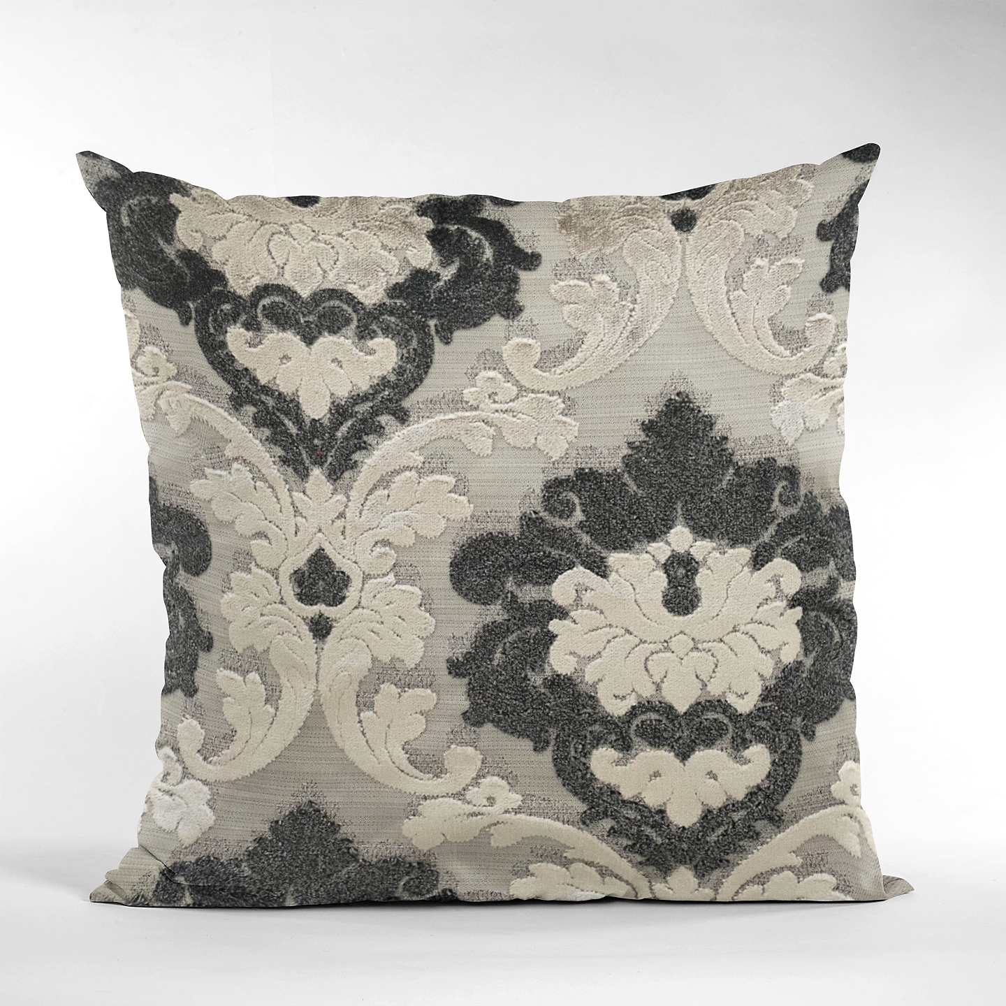 Leilani Fleurs luxury throw pillow featuring blue and beige tones, showcasing its elegant design and soft fabric.