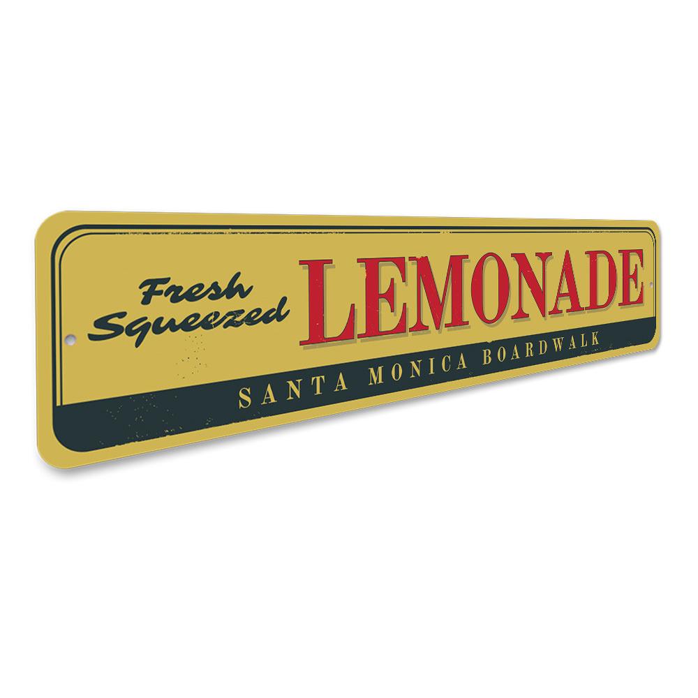 A vibrant Lemonade Sign made of aluminum, featuring a cheerful design perfect for beach houses and coastal decor.