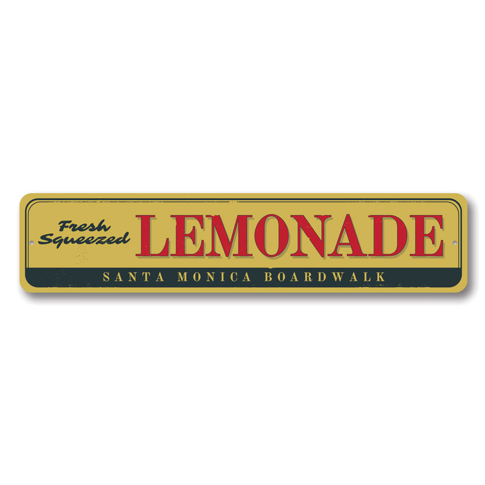 A vibrant Lemonade Sign made of aluminum, featuring a cheerful design perfect for beach houses and coastal decor.