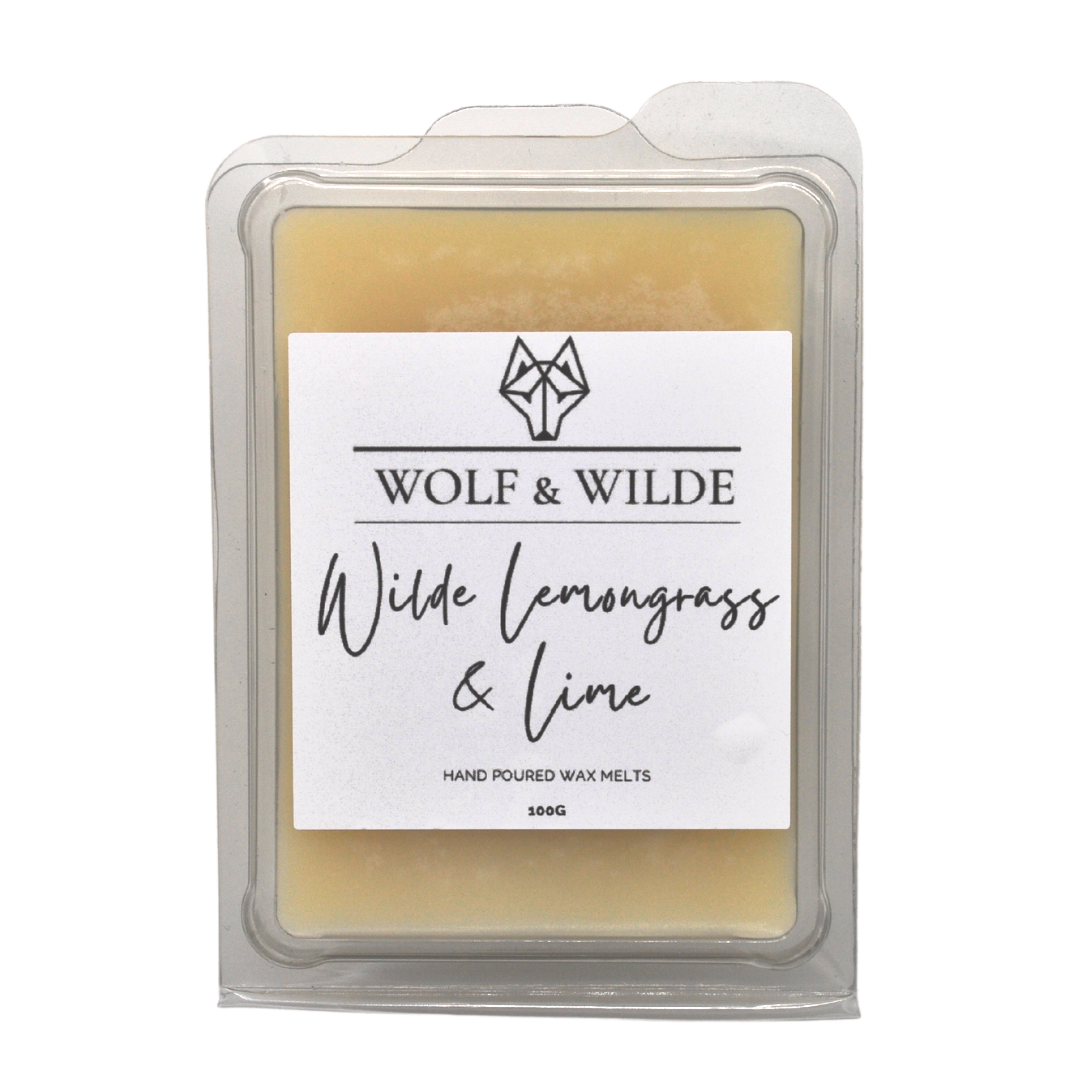 A pack of Lemongrass & Lime Soy Wax Melts, featuring a vibrant citrus aroma blend in an eco-friendly packaging.