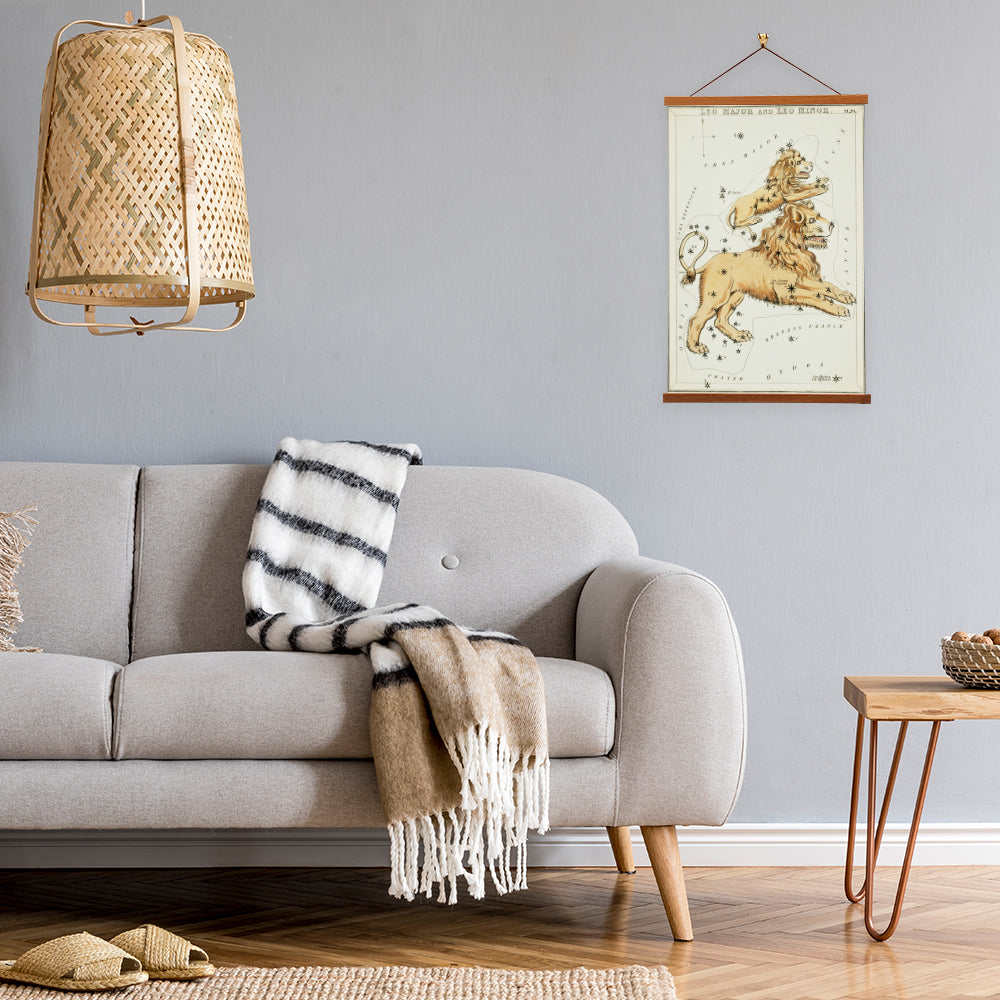 Canvas wall art featuring Leo Major and Leo Minor constellations by Sidney Hall, showcasing detailed stars and a lion's mane.