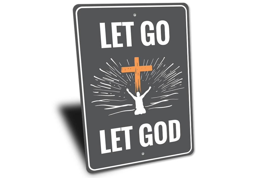 A customizable metal wall sign featuring the phrase 'Let God Sign', made from high-quality aluminum, perfect for home decor.