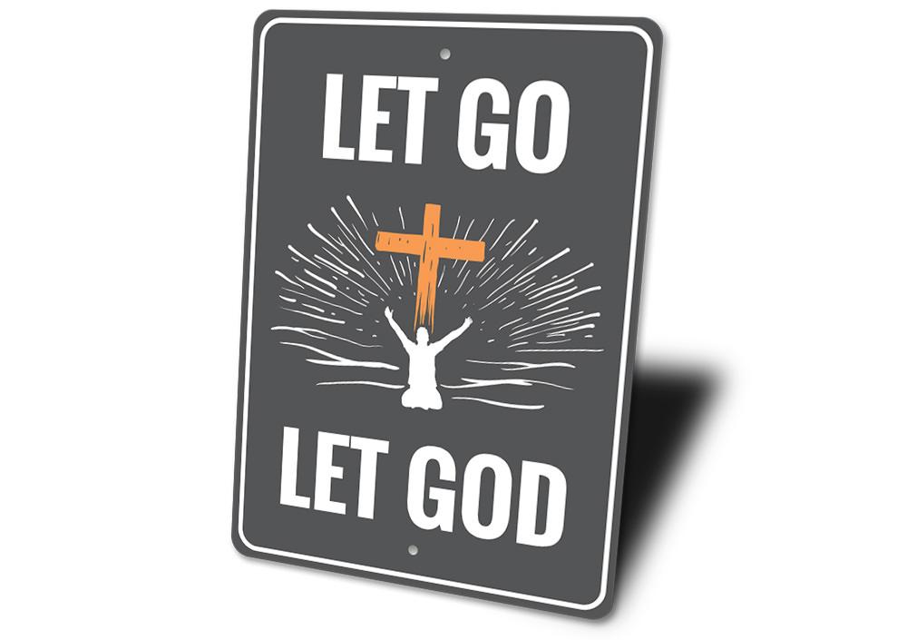 A customizable metal wall sign featuring the phrase 'Let God Sign', made from high-quality aluminum, perfect for home decor.