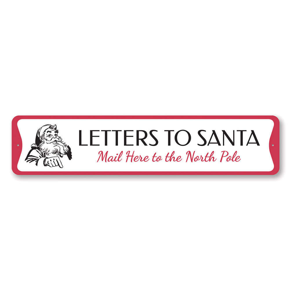 A charming Letters to Santa Holiday Sign made of high-quality aluminum, featuring festive colors and a customizable design, perfect for Christmas decorations.