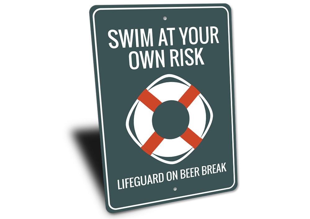 A decorative Life Preserver Sign made of high-quality aluminum, featuring customizable text, perfect for beach-themed decor.