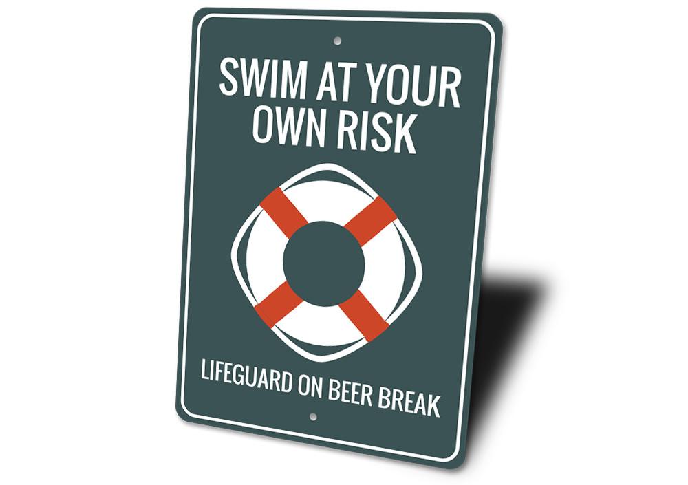 A decorative Life Preserver Sign made of high-quality aluminum, featuring customizable text, perfect for beach-themed decor.