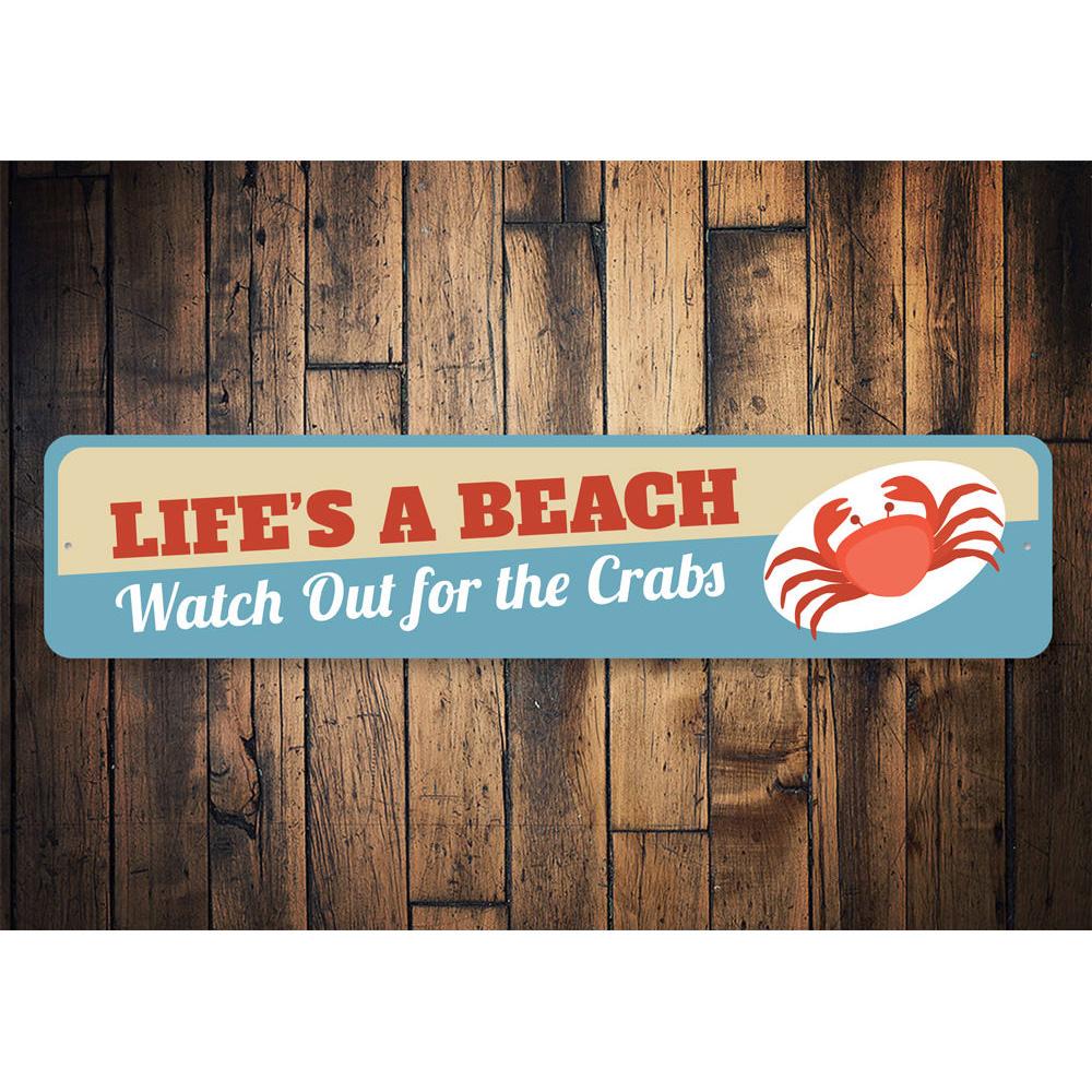 Life's a Beach Sign made of high-quality aluminum, featuring a beach-themed design, perfect for coastal decor.