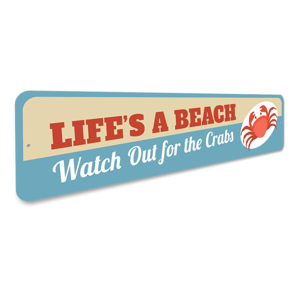 Life's a Beach Sign made of high-quality aluminum, featuring a beach-themed design, perfect for coastal decor.