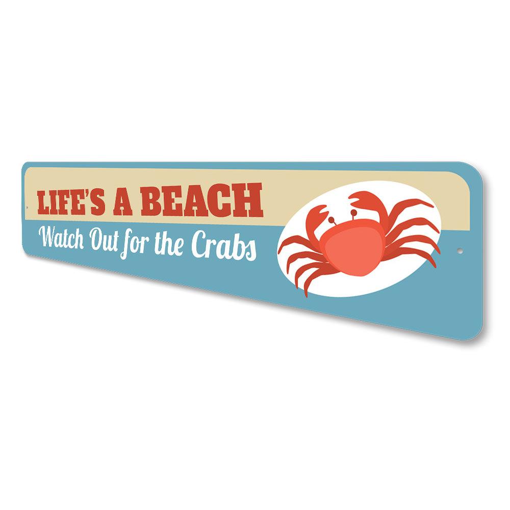 Life's a Beach Sign made of high-quality aluminum, featuring a beach-themed design, perfect for coastal decor.