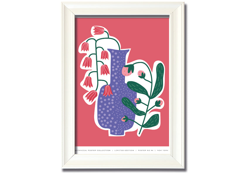 A beautifully framed print of lilac flowers in a vase, showcasing vibrant colors and intricate details.