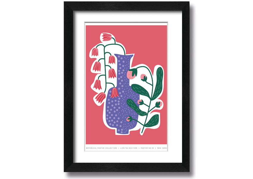 A beautifully framed print of lilac flowers in a vase, showcasing vibrant colors and intricate details.