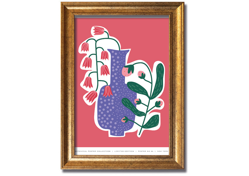 A beautifully framed print of lilac flowers in a vase, showcasing vibrant colors and intricate details.