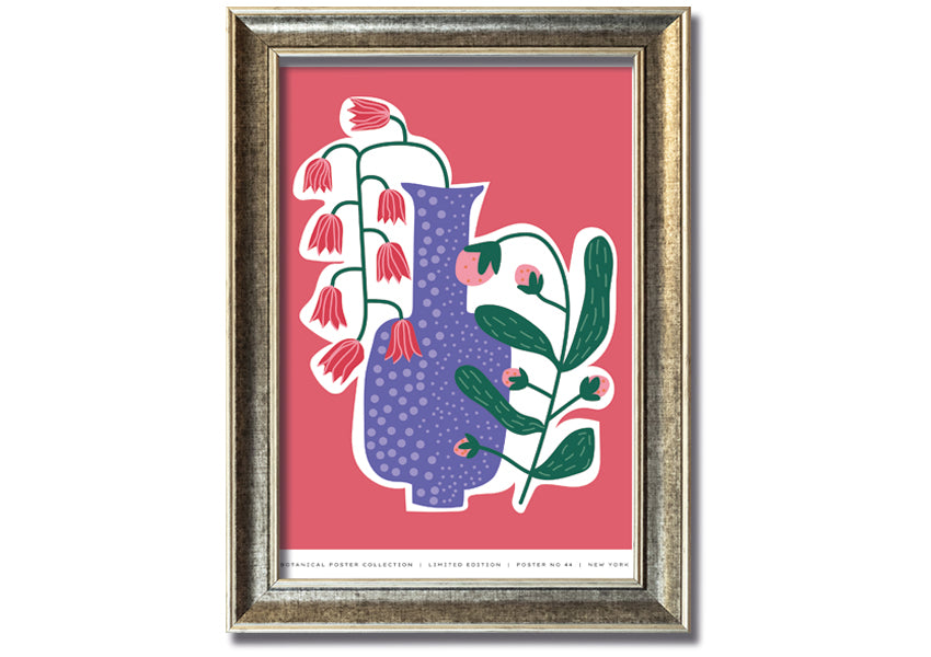 A beautifully framed print of lilac flowers in a vase, showcasing vibrant colors and intricate details.