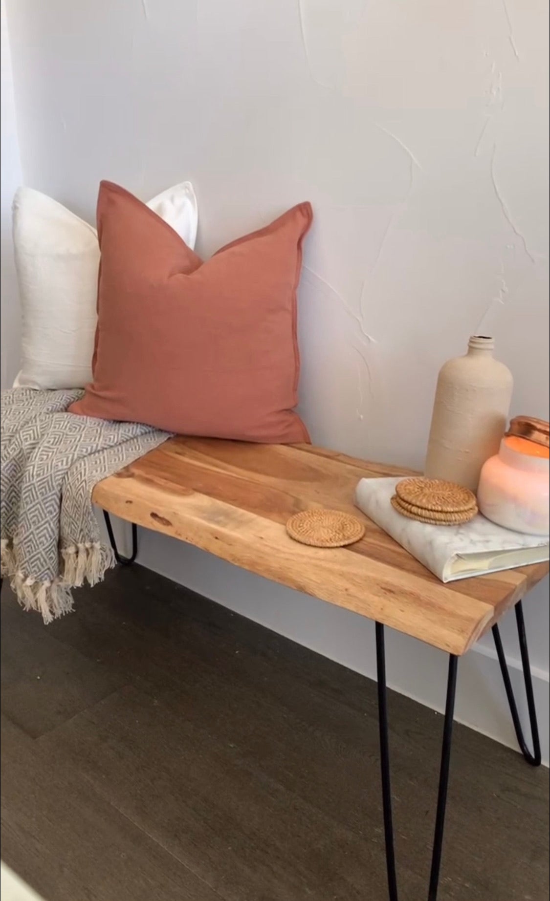 18x18 inch linen throw pillow cover in natural dyes, featuring a zipper closure and soft texture.