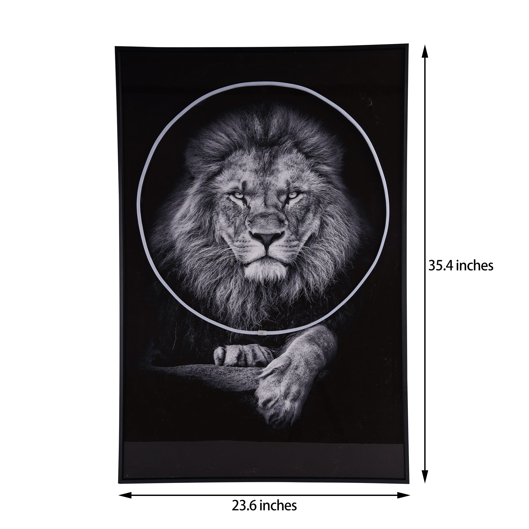 A stunning Lion Wall Art piece illuminated with LED lights, showcasing intricate details and modern design, perfect for home decor.