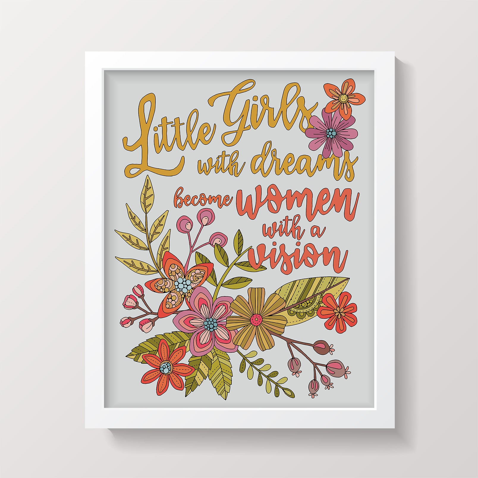 Archival art print featuring a whimsical design of little girls dreaming, with vibrant digital colors on matte cardstock.