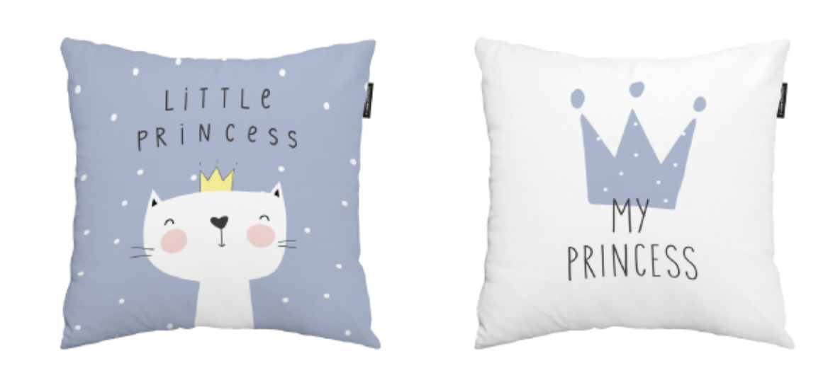 Little Princess B_Kitty cushion featuring a double-sided design in vibrant colors, made from high-quality microfiber with a polyester insert.