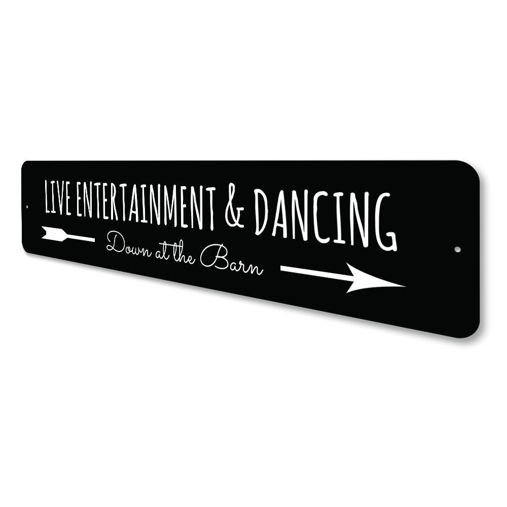 A customizable Live Entertainment Sign made of high-quality aluminum, featuring vibrant colors and a stylish design, perfect for home decor.