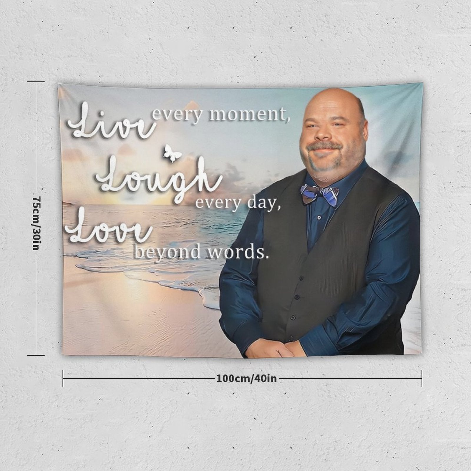 Live, Laugh, Love Bertram Tapestry showcasing vibrant colors and clear patterns, perfect for home decor.