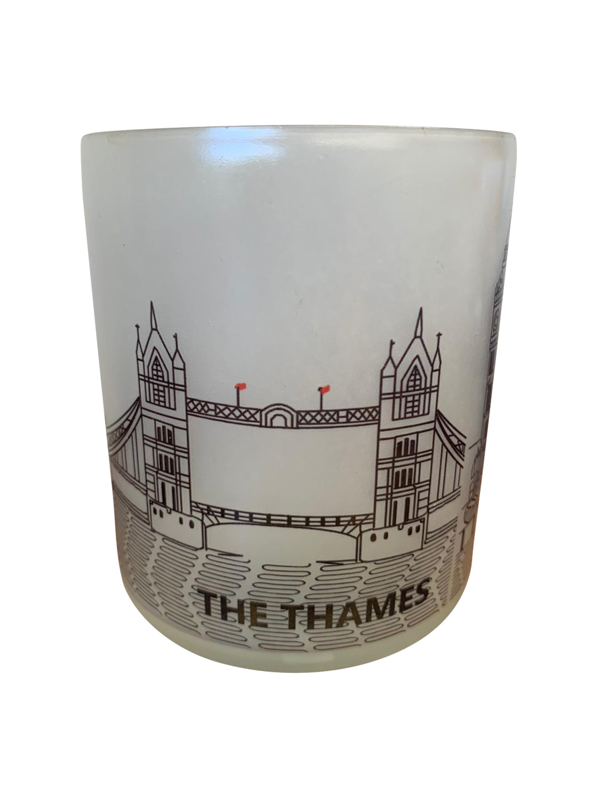 A beautifully designed glass votive featuring the London skyline, ideal for tealights or as a decorative piece.