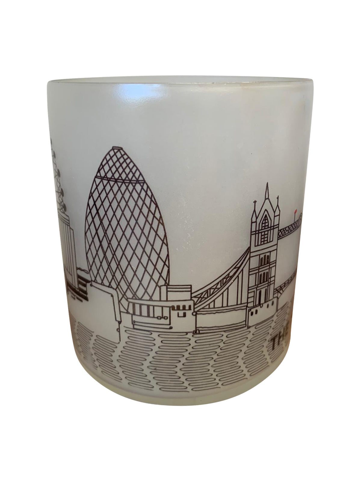 A beautifully designed glass votive featuring the London skyline, ideal for tealights or as a decorative piece.