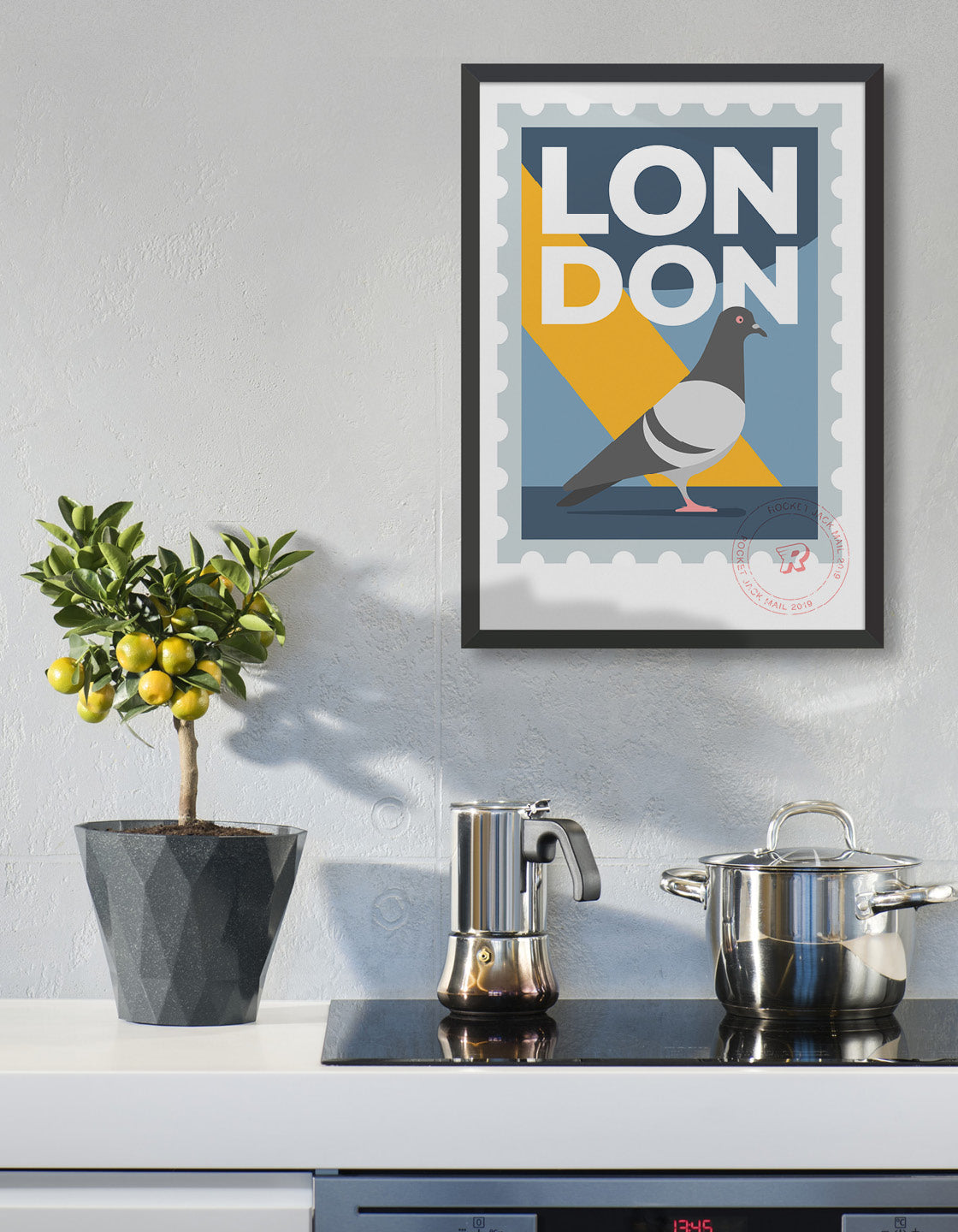 Customizable London city travel poster featuring iconic landmarks with space for personalized text.