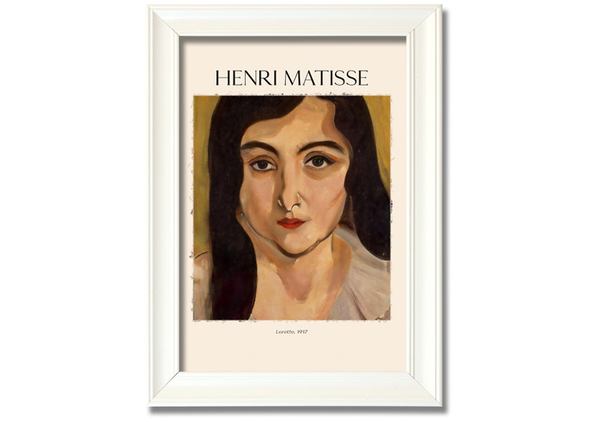 Canvas print of Lorette, 1917 by Henri Matisse, mounted on a 44mm box frame, showcasing vibrant colors and artistic expression.