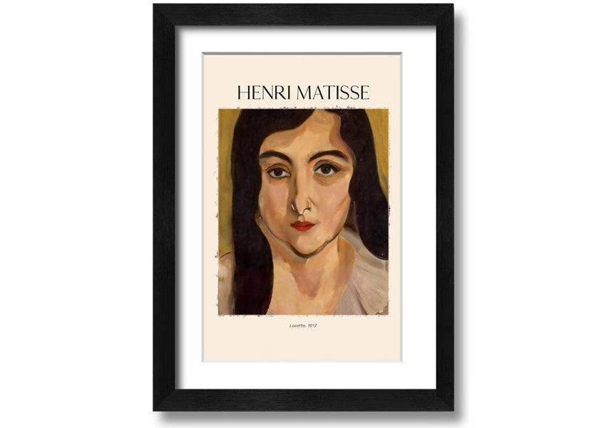 Canvas print of Lorette, 1917 by Henri Matisse, mounted on a 44mm box frame, showcasing vibrant colors and artistic expression.