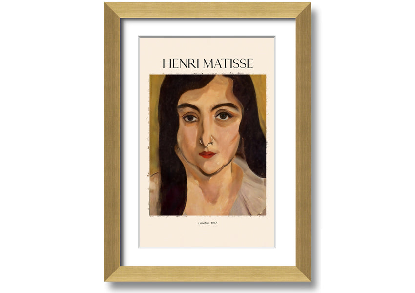 Canvas print of Lorette, 1917 by Henri Matisse, mounted on a 44mm box frame, showcasing vibrant colors and artistic expression.