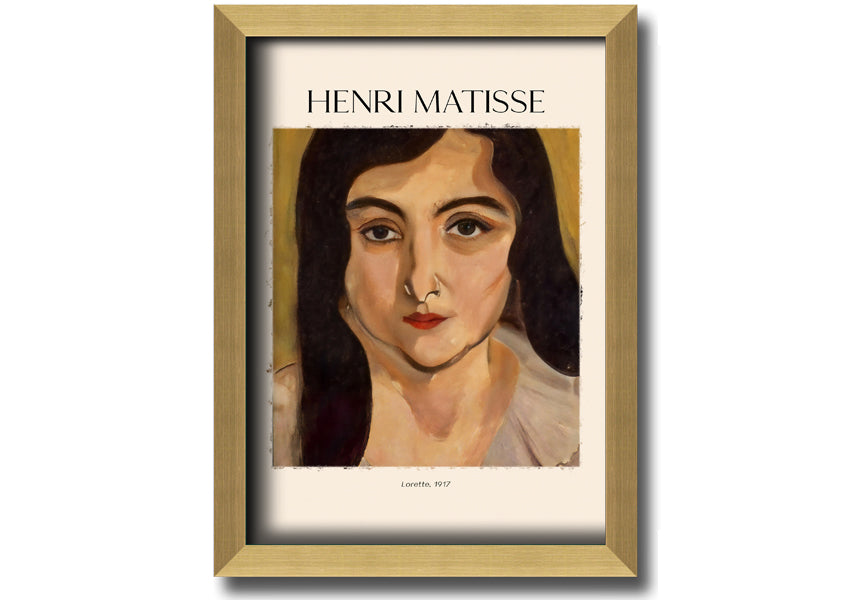 Canvas print of Lorette, 1917 by Henri Matisse, mounted on a 44mm box frame, showcasing vibrant colors and artistic expression.