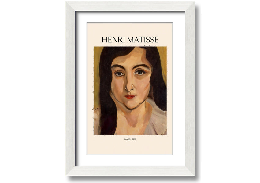 Canvas print of Lorette, 1917 by Henri Matisse, mounted on a 44mm box frame, showcasing vibrant colors and artistic expression.