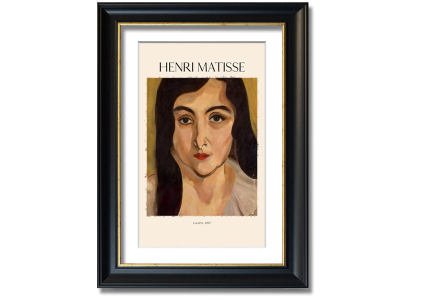 Canvas print of Lorette, 1917 by Henri Matisse, mounted on a 44mm box frame, showcasing vibrant colors and artistic expression.