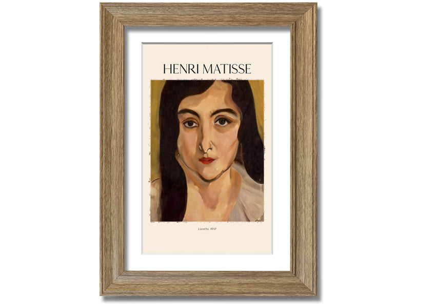 Canvas print of Lorette, 1917 by Henri Matisse, mounted on a 44mm box frame, showcasing vibrant colors and artistic expression.