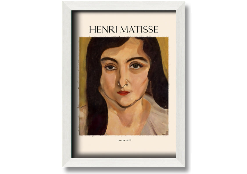 Canvas print of Lorette, 1917 by Henri Matisse, mounted on a 44mm box frame, showcasing vibrant colors and artistic expression.