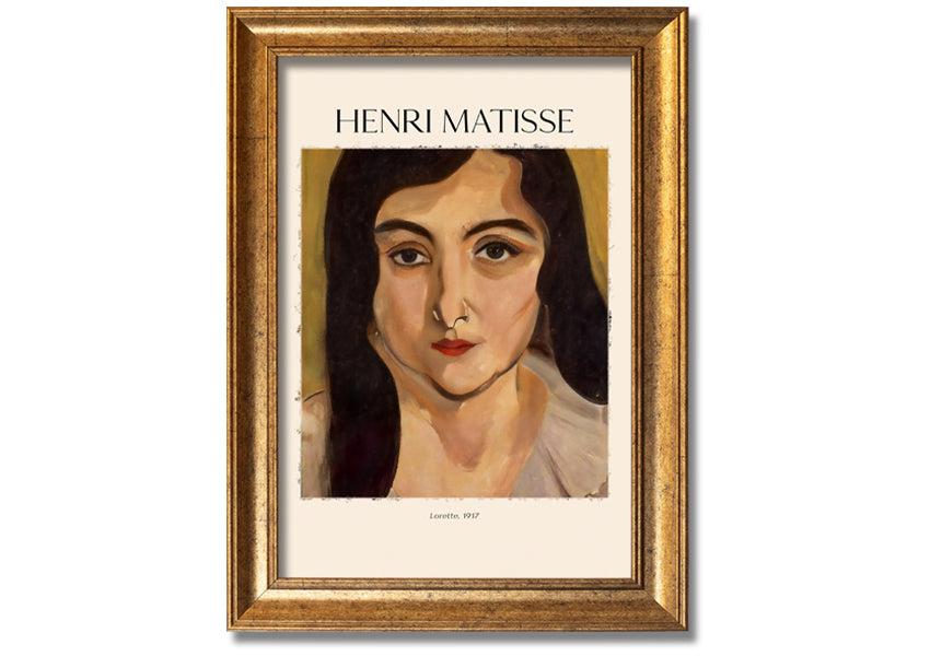 Canvas print of Lorette, 1917 by Henri Matisse, mounted on a 44mm box frame, showcasing vibrant colors and artistic expression.