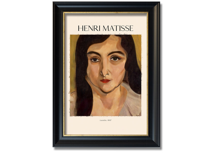 Canvas print of Lorette, 1917 by Henri Matisse, mounted on a 44mm box frame, showcasing vibrant colors and artistic expression.