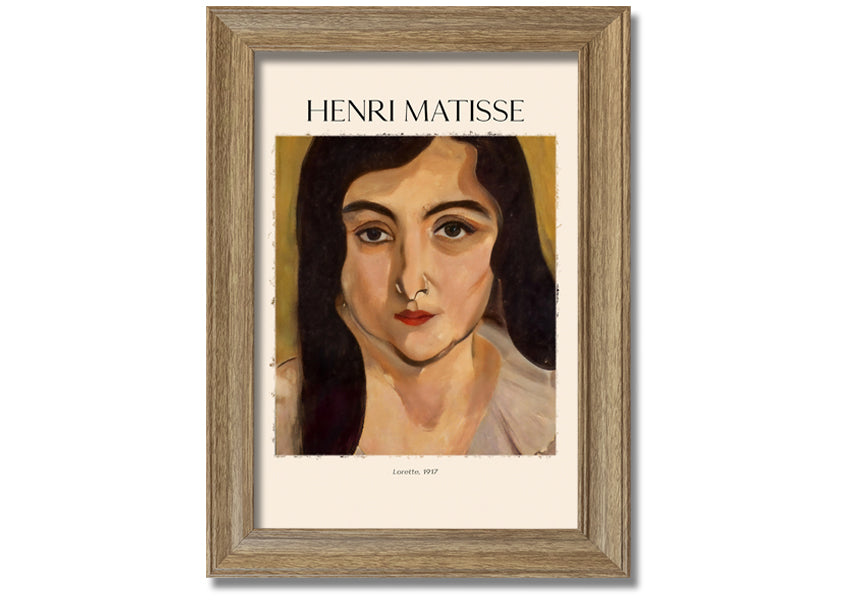 Canvas print of Lorette, 1917 by Henri Matisse, mounted on a 44mm box frame, showcasing vibrant colors and artistic expression.