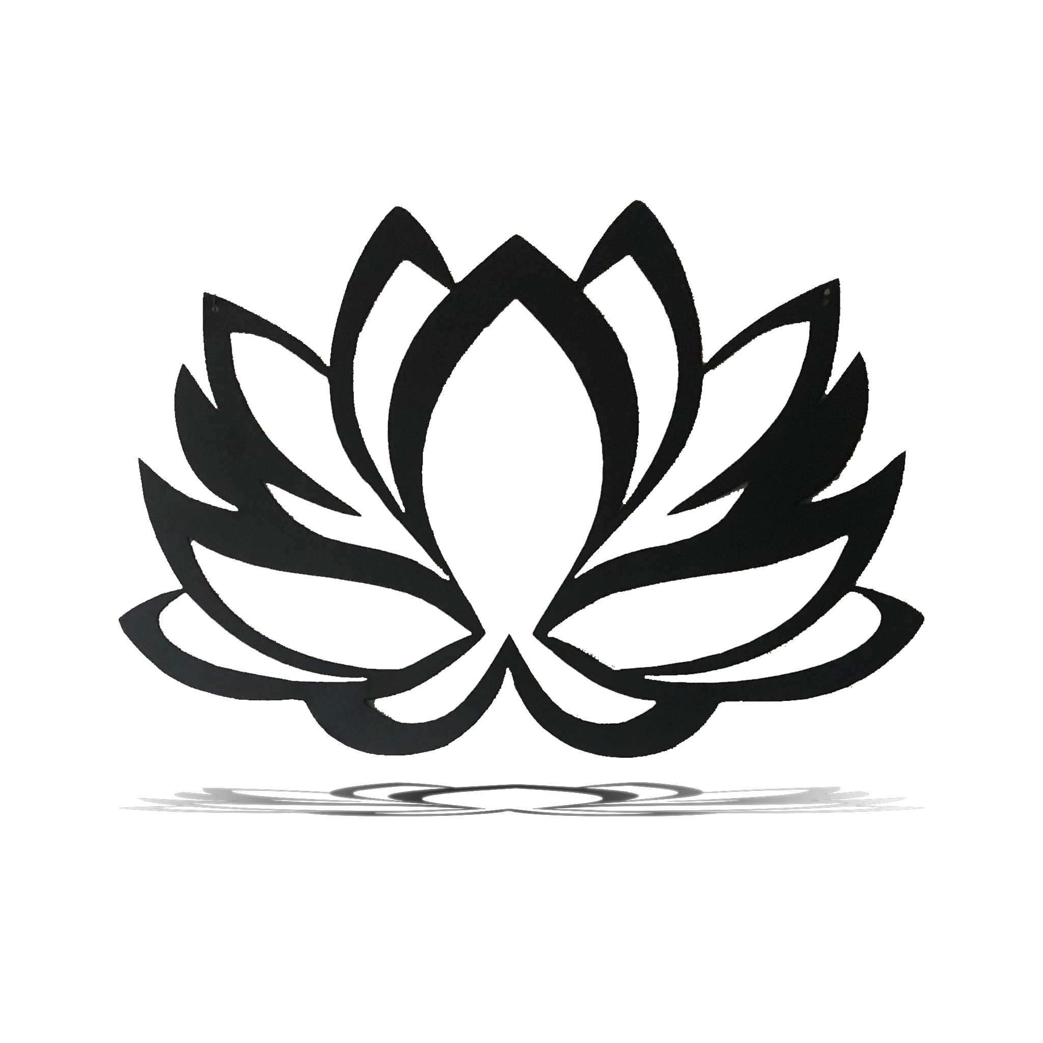 Lotus Metal Wall Art in black powder-coated finish, featuring an elegant lotus design, perfect for home decor.