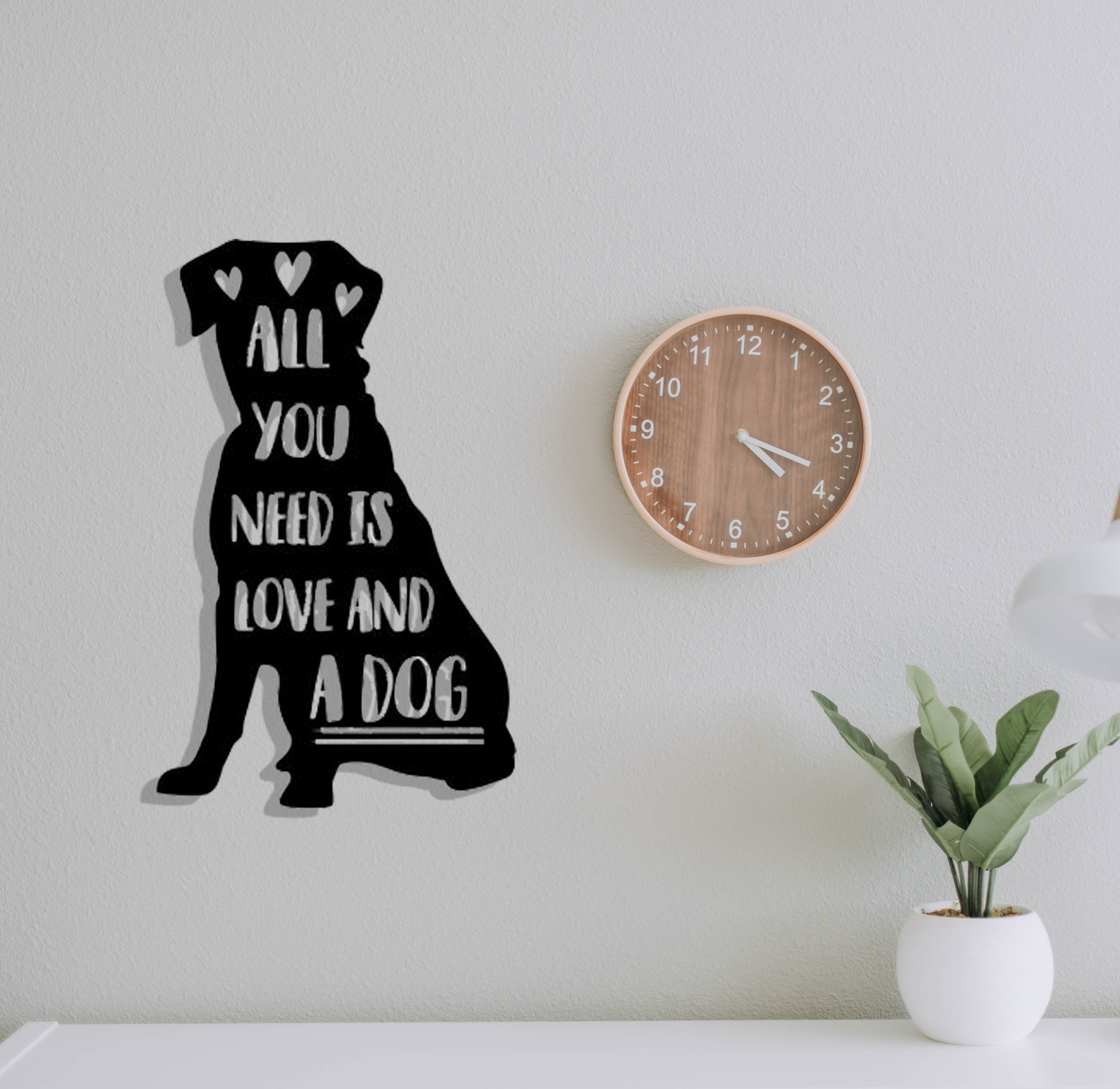 Love and a Dog metal wall art featuring a heartwarming design celebrating the bond between pets and their owners.