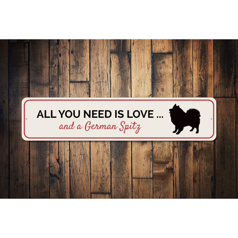 A decorative Love Dog Sign made of high-quality aluminum, featuring a charming design perfect for dog lovers' home decor.