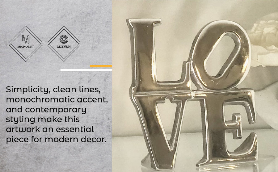 LOVE Sign Home Decor made from recycled aluminum, featuring a minimalist design with a chic hand-cast finish.