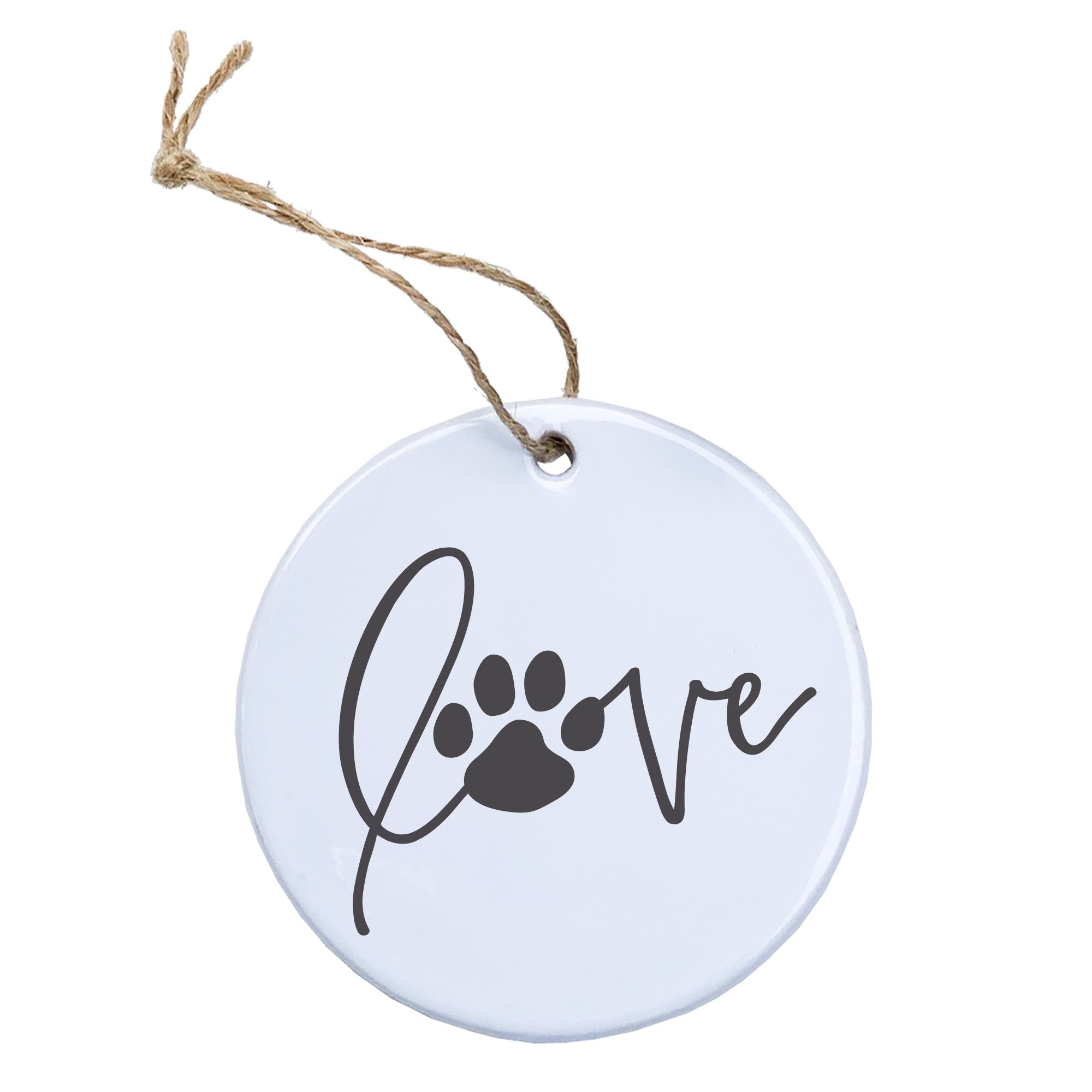 A beautifully crafted porcelain ornament featuring a paw print design, showcasing a glossy finish and vibrant colors.