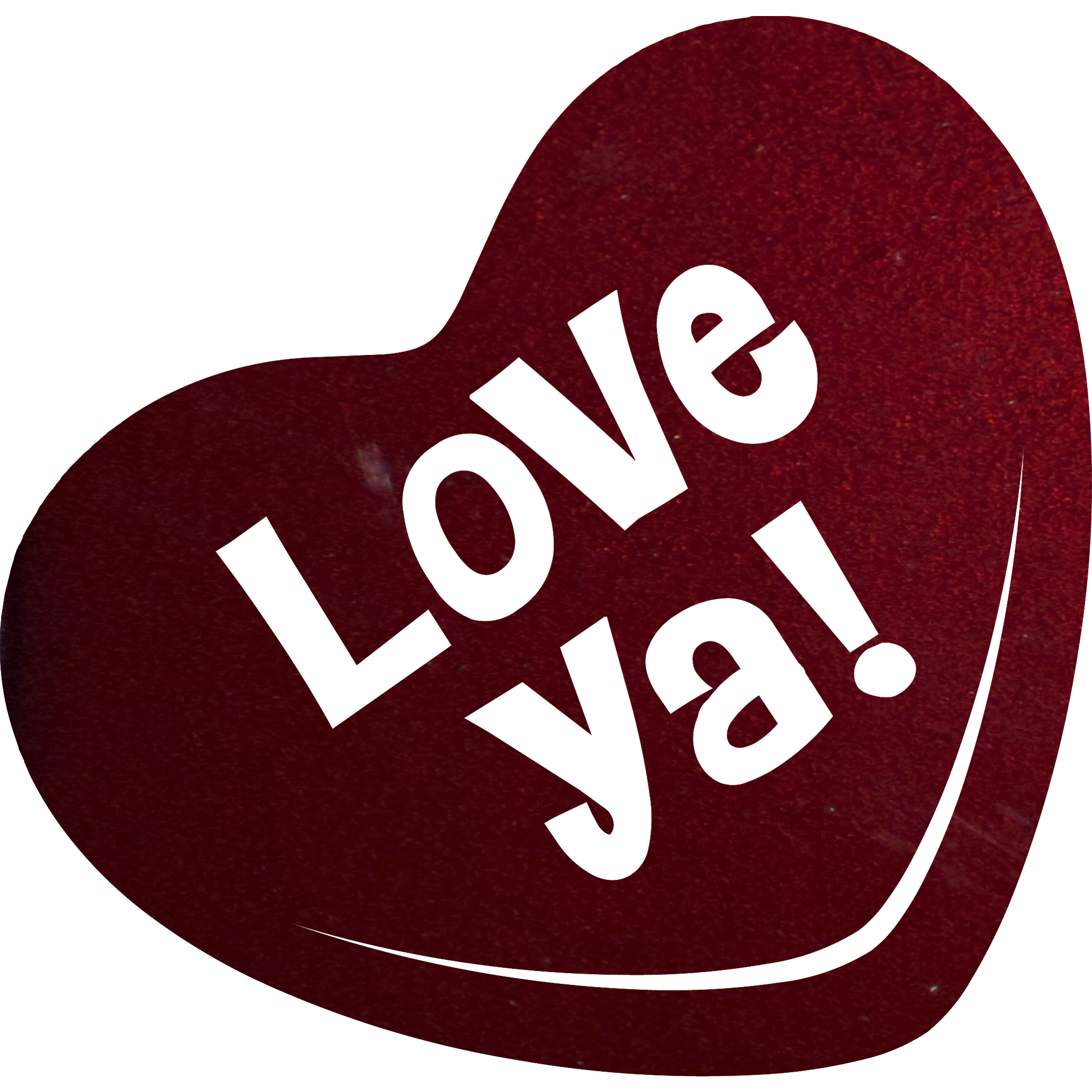 Love Ya Candy Heart Metal Wall Art in vibrant colors, showcasing a heart shape with the words 'Love Ya' elegantly designed, perfect for home decor.