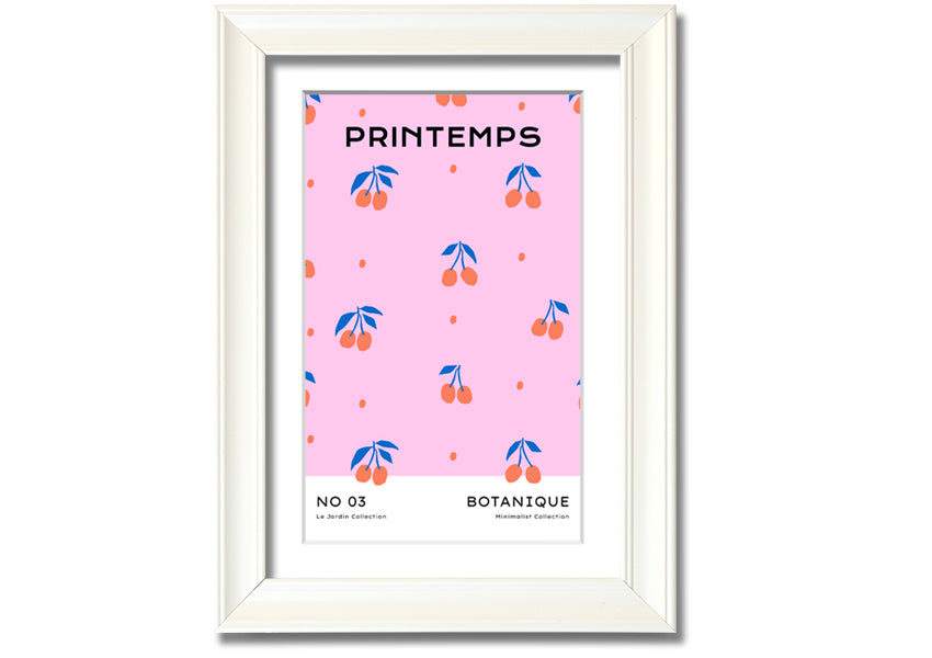 Lovely Cherries framed print showcasing vibrant cherries in a stylish frame, handmade in the UK.