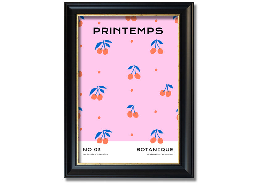 Lovely Cherries framed print showcasing vibrant cherries in a stylish frame, handmade in the UK.