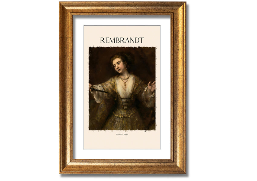 A beautiful reproduction of Lucretia. 1664 by Rembrandt, printed on coated polyester canvas and mounted on a 44mm box frame.