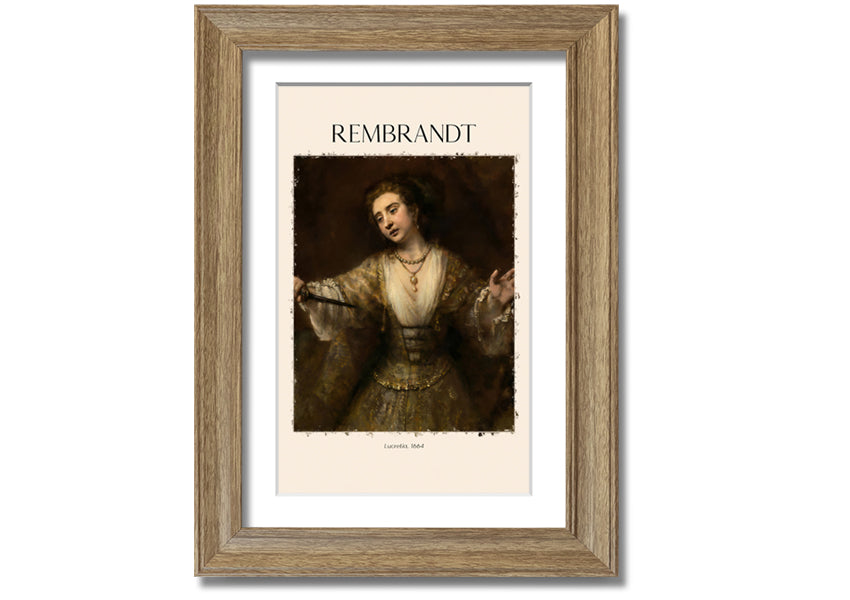 A beautiful reproduction of Lucretia. 1664 by Rembrandt, printed on coated polyester canvas and mounted on a 44mm box frame.